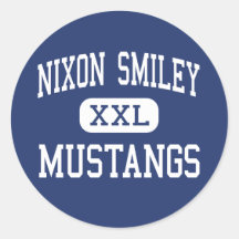 Nixon Smiley - Mustangs - High - Nixon Texas Round Stickers