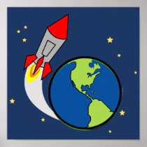 no.1 space ROCKET boy's bedroom sign Posters