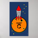 no. 3 space ROCKET boy's room sign Print
