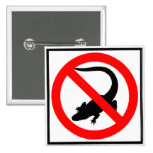 No Alligators Highway Sign Button