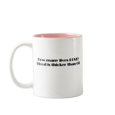 No blood for oil Statue of liberty Mug by burntright