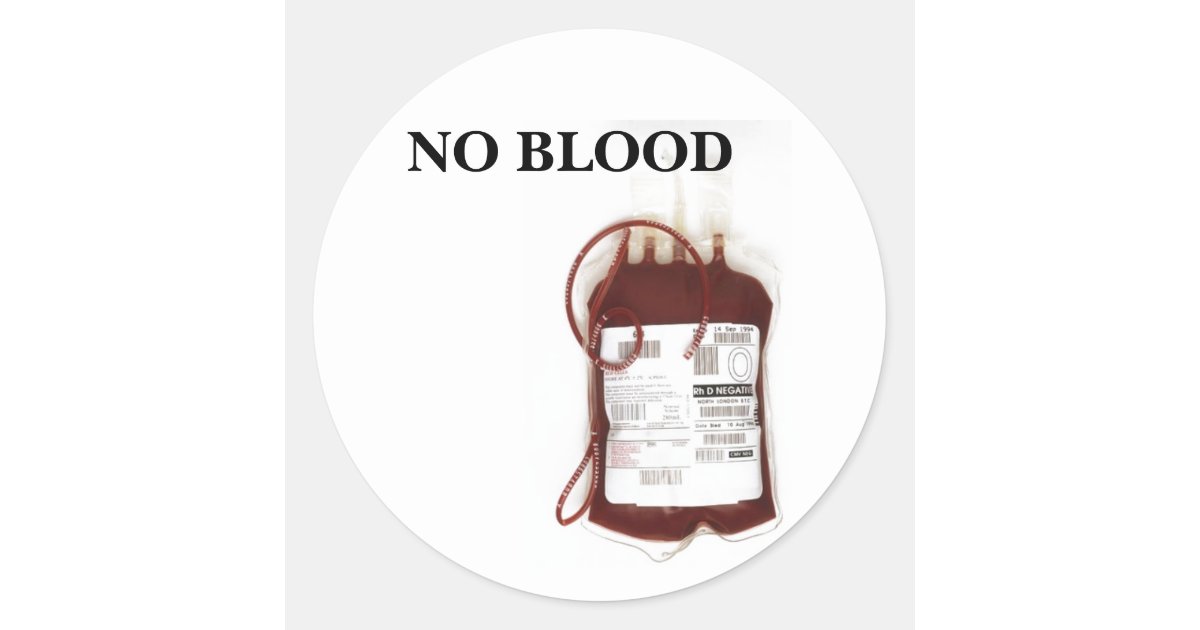 No Blood Sticker Zazzle