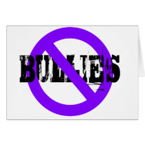 No Bullies purple Greeting Cards