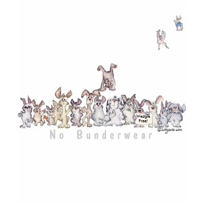 No Bundies Cartoon Rabbits in line Funny T Shirts by zooogle
