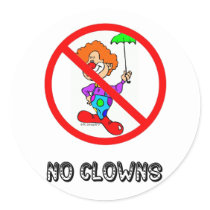 NO CLOWNS STICKER