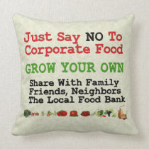 No Corporate Food Throw Pillows