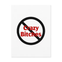 No Crazy Bitches postcards