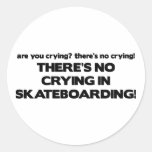 No Crying - Skateboarding Round Sticker