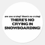 No Crying - Snowboarding Round Sticker