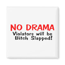 No Drama Violators Will Be Bitch Slapped magnets