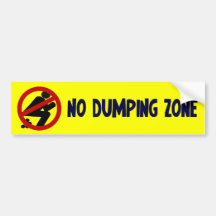 No Dumping Zone Bumper Stickers