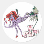 no escape funny octopus love round stickers
