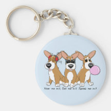 No Evil Corgi Trio Keychain