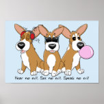 No Evil Corgi Trio Poster