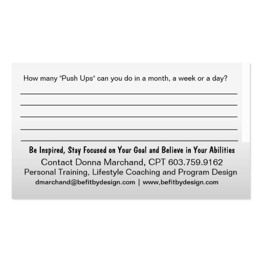 No Excuse Business Card (back side)