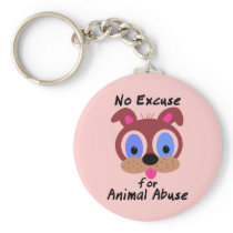 No Excuse for Animal Abuse Keychain