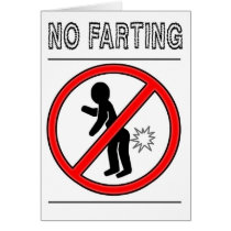 NO FARTING Warning Sign Card