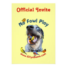 No Fowl Play Bird Dog Personalized Invitations