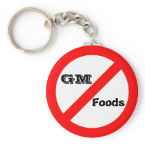 No GM -genetically modified foods keychaine