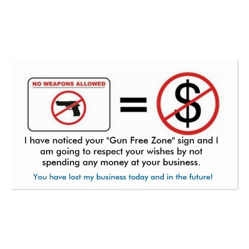 No Gun, No Money Business Card Templates