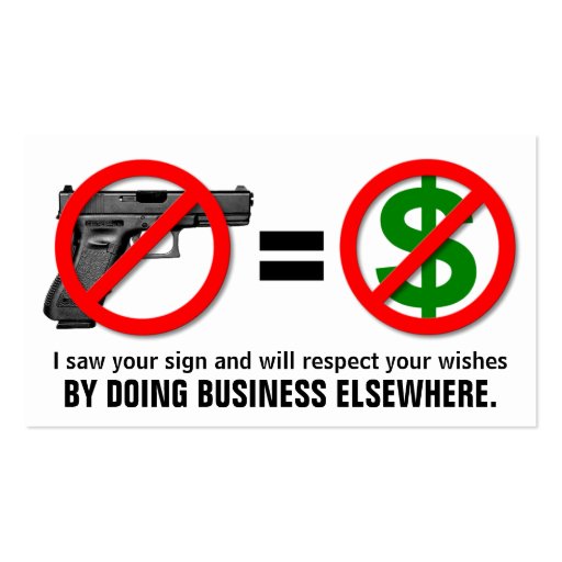 "No Guns, No Money" Customizable Business Card (front side)