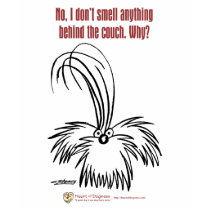 No, I don't smell anything behind the couch. t-shirts