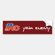 No (is) Your Enemy (red bkgr) Bumper Stickers