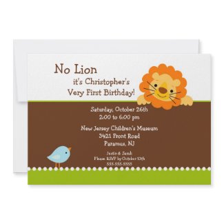 No Lion Kids Birthday Invitation invitation