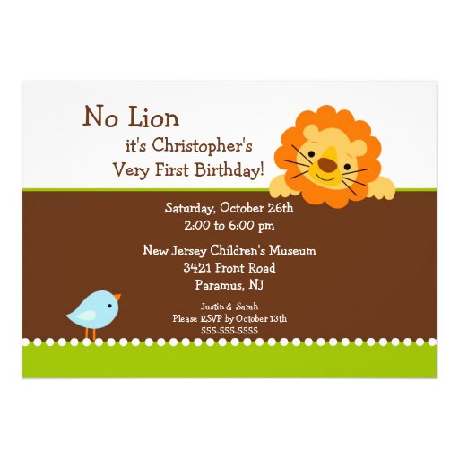 No Lion Kids Birthday Invitation