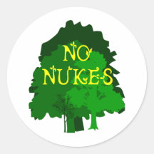 No Nukes Saying with Trees Round Stickers