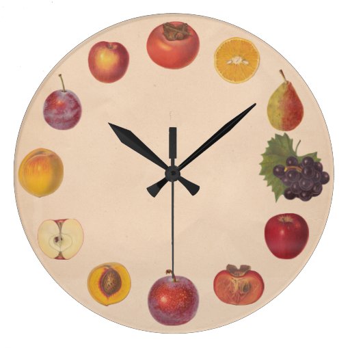 No Numbers Vintage Fruits Wall Clock