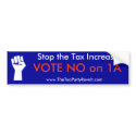 NO on 1A Bumper Sticker bumper stickers