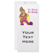 no pain no gain funny bowling design full color rack card