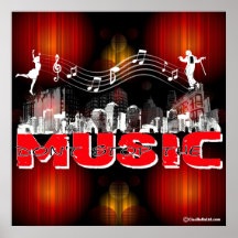 No pare la música (el fondo rojo del fractal) posters