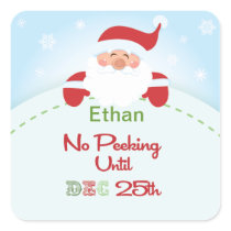 No Peeking until Christmas Santa Gift tag Sticker
