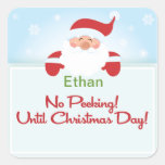 No Peeking until Christmas Santa Gift tag Sticker