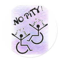 No Pity! - disability t-shirt stickers