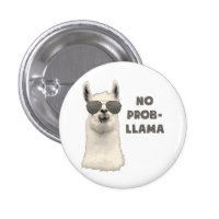 No Problem Llama 1 Inch Round Button
