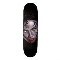 face, woman, tattoo, dark, wicked, stare, eyes, Skateboard with custom graphic design