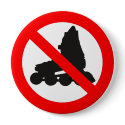 NO ROLLER SKATING ROAD SIGN buttons