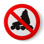 NO ROLLER SKATING ROAD SIGN PINBACK BUTTONS