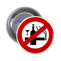 NO Smoking Alcohol ⚠ Thai Sign ⚠ Pinback Buttons
