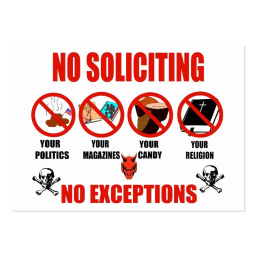 No Soliciting Large Business Cards (Pack Of 100) Zazzle