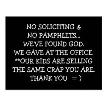 no soliciting post card
