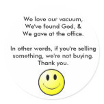 No soliciting round sticker