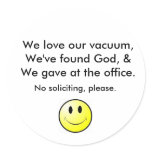 No soliciting round sticker