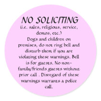 NO SOLICITING sticker