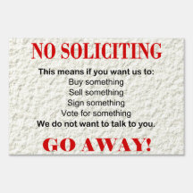 No SOLICITING Yard Lawn Sign