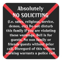 NO Solicitors door stickers