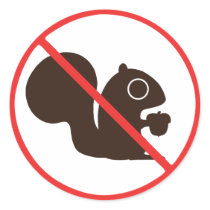 No Squirrels Round Stickers